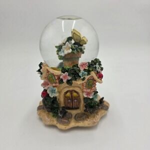 Sankyo Music Box Snow Globe Butterfly Flowers Fairy House Tune Beautiful Dreamer
